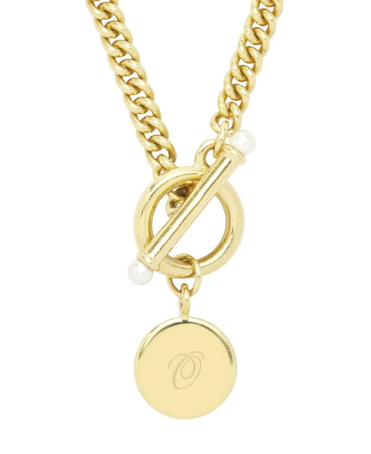 York Stella Imitation Pearl Initial Toggle Necklace