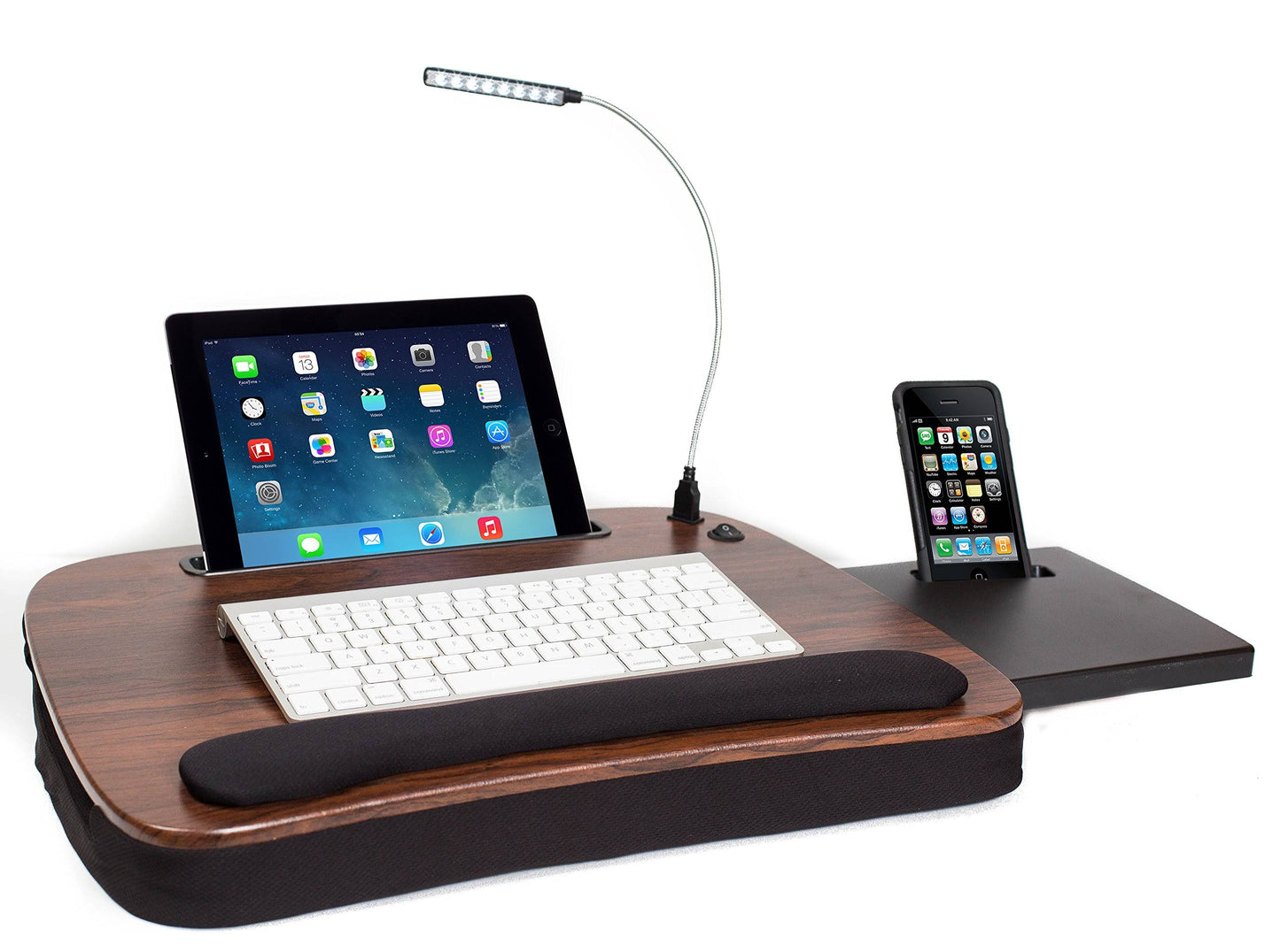 + Sam Multi Tasking Memory Foam Lap Desk With Usb Light ( Brown Wood Top)