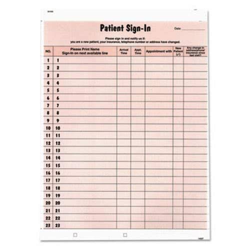 , Tab14530, Patient Sign-In Label Forms, 125 / Pack, Salmon