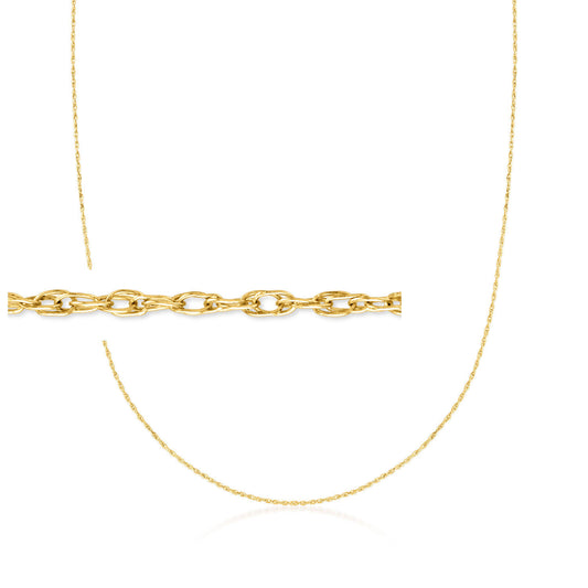 .7mm 14kt Yellow Gold Rope Chain Necklace